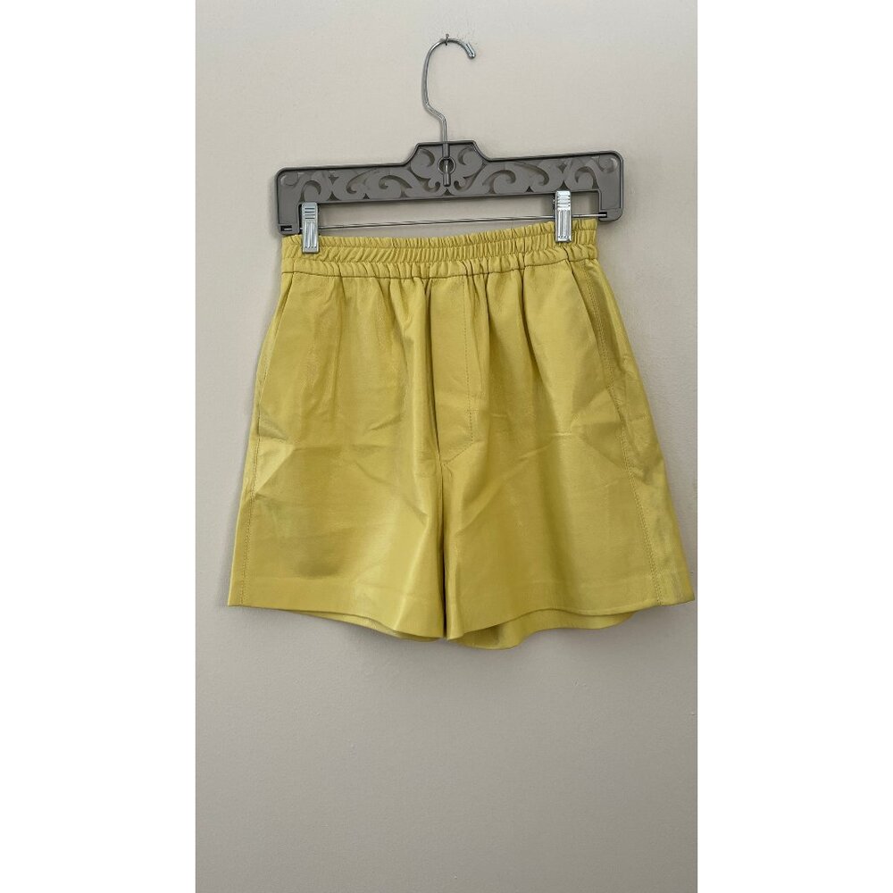 NANUSHKA YELLOW VEGAN LEATHER SHORTS M - Picture 2 of 8